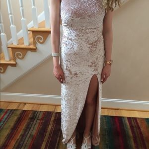 Crushed velvet halter Sheath Dress  with Beading